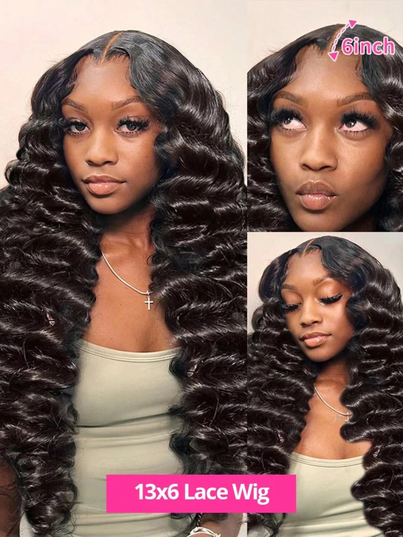 13x6 HD Lace Frontal Wig – 250% Density Loose Natural Wave Brazilian Human Hair (30-40")