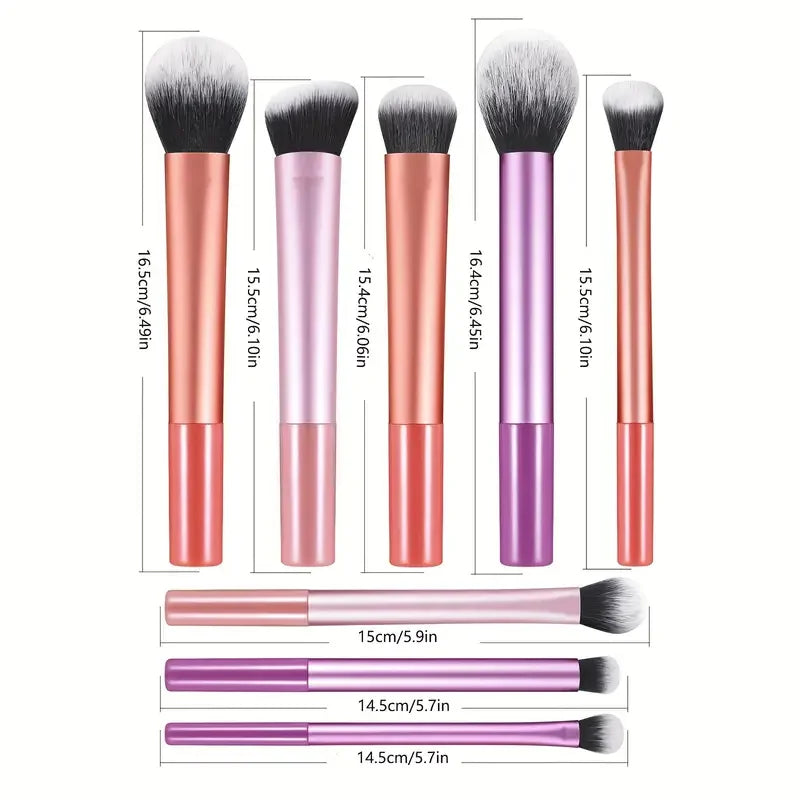 8-Piece Professional Makeup Brush Set – Premium Synthetic Bristles for Foundation, Blush, and Eyeshadow – Essential Cosmetic Tool Kit