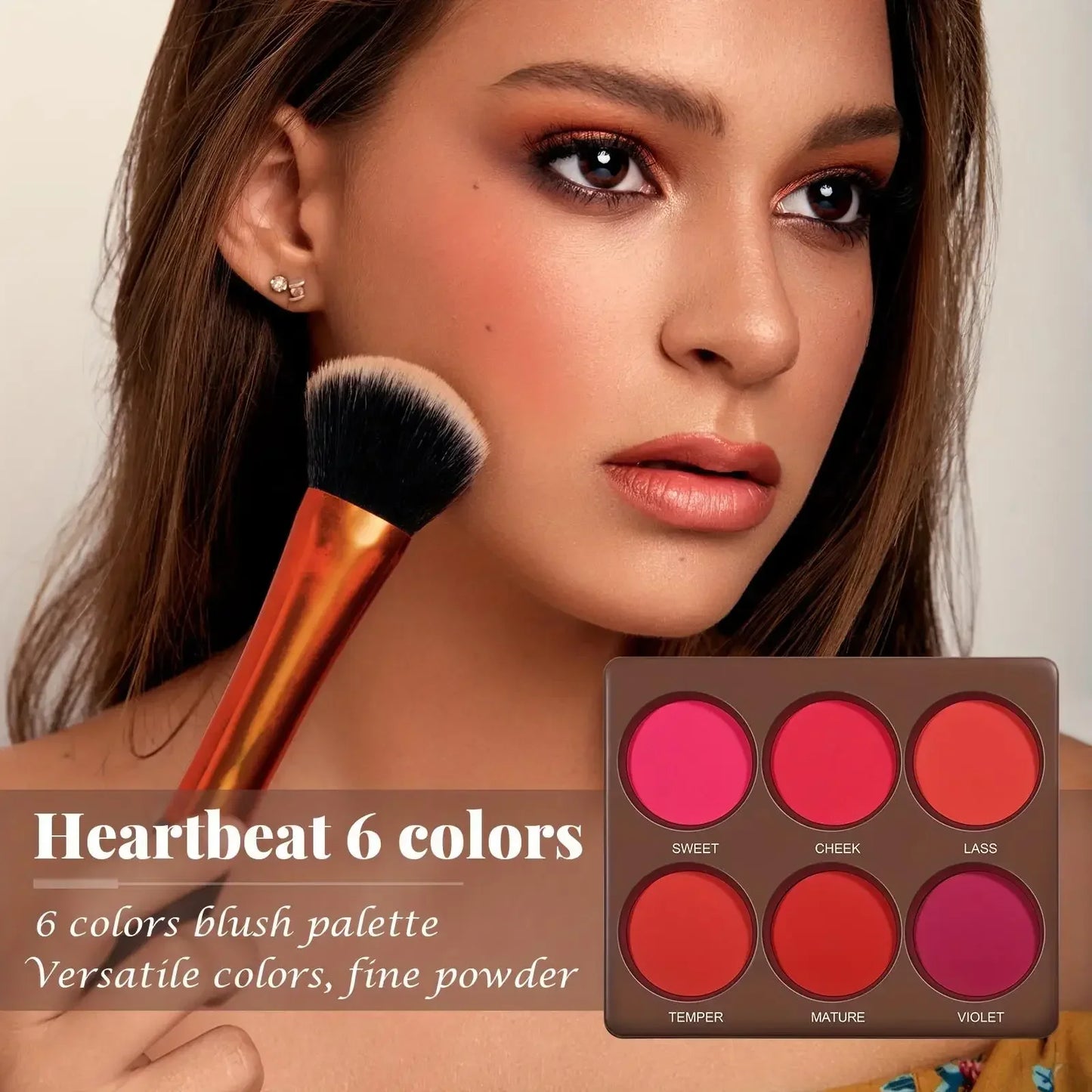 6-Color Matte Blush Palette - Waterproof & Long-Lasting Face Makeup - Natural Finish, Medium Buildable Coverage