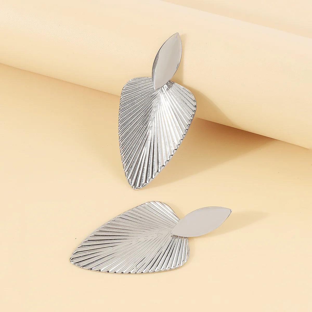 Aurelia" Textured Metal Leaf Drop Earrings