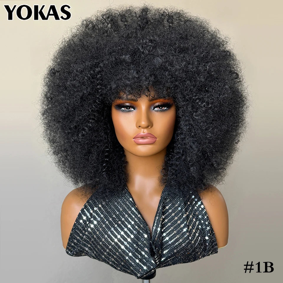 14" Short Kinky Curly Afro Wig – Heat Resistant Synthetic Fiber for Natural Volume