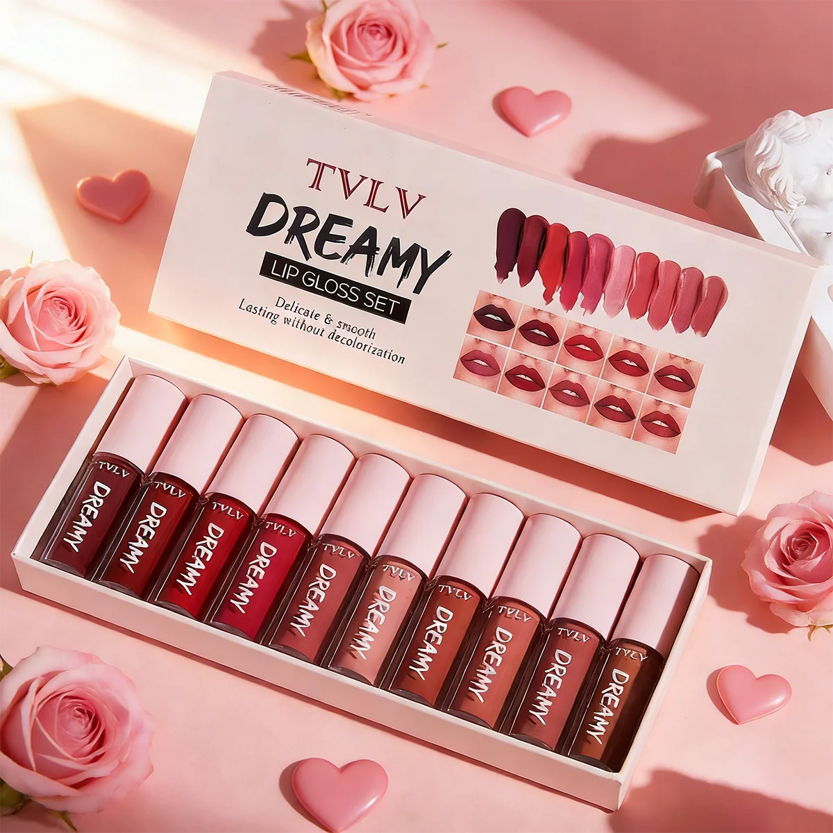 10-Piece Professional Velvet Lipstick Set – 24-Hour Waterproof & Smudge-Proof Lip Gloss – Intense Pigment with Moisturizing Core