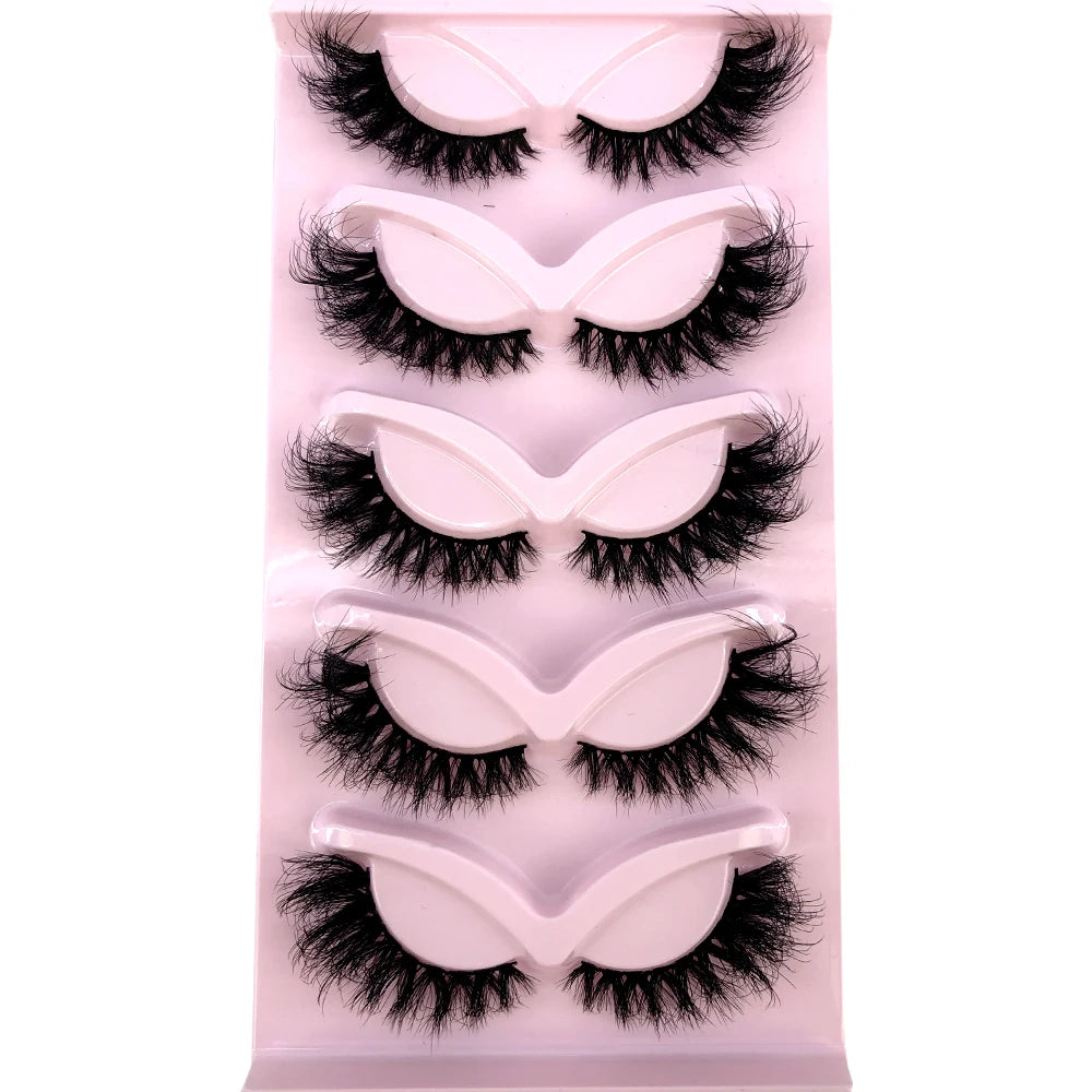 3D Fluffy Cat Eye Lashes – Soft, Wispy Natural Glam (5-Pair Set)