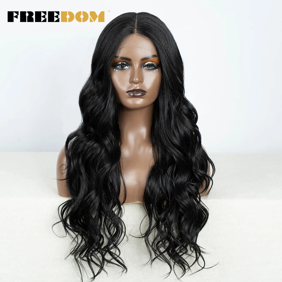 30" Long Wavy Synthetic Lace Front Wig - Freedom Body Wave Middle Part (Multi-Color)