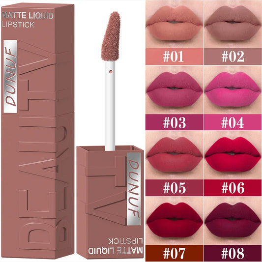 DUNUF Smooth Velvet Matte Lipstick – 3D Plumping & Waterproof