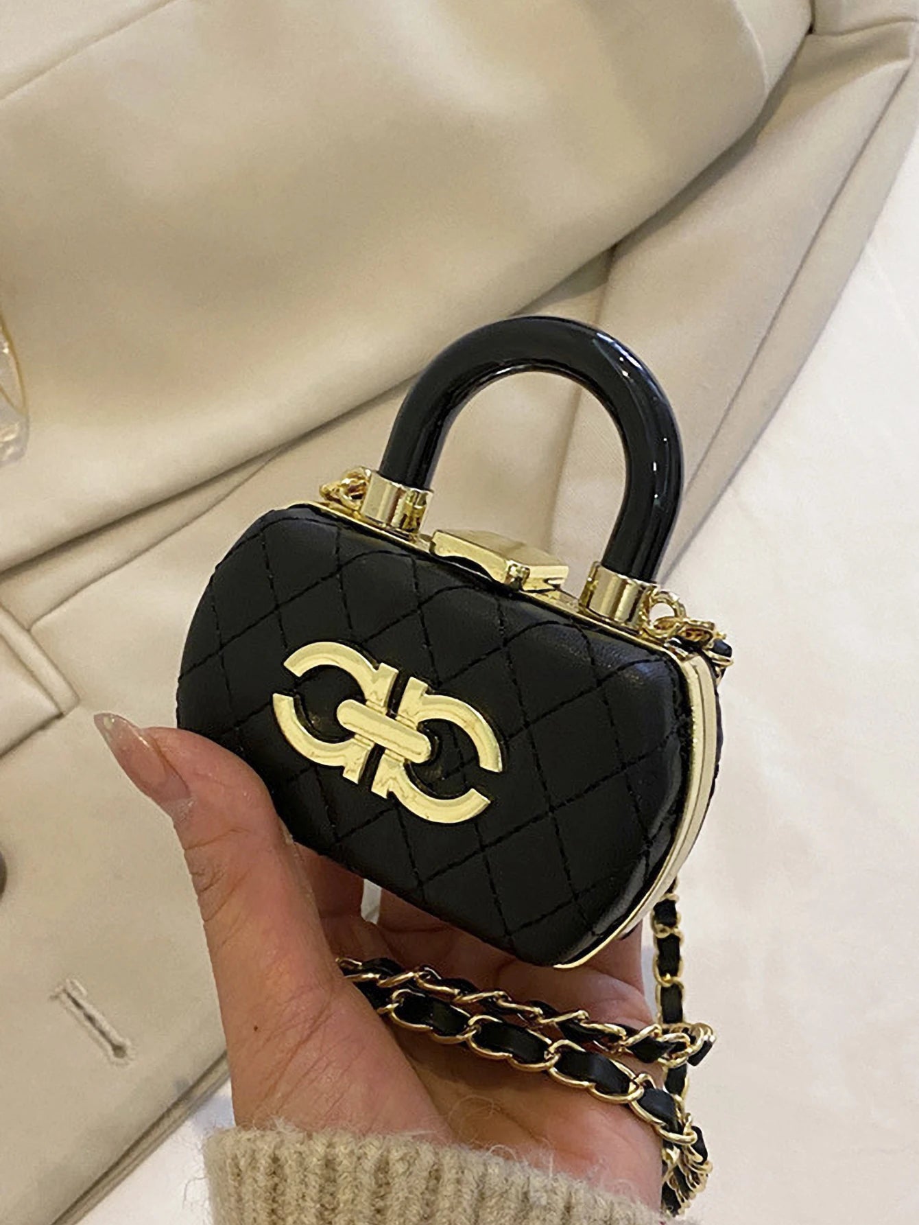 Mini Solid Color Shoulder Bag for Women | Vegan Leather Chain Crossbody Handbag