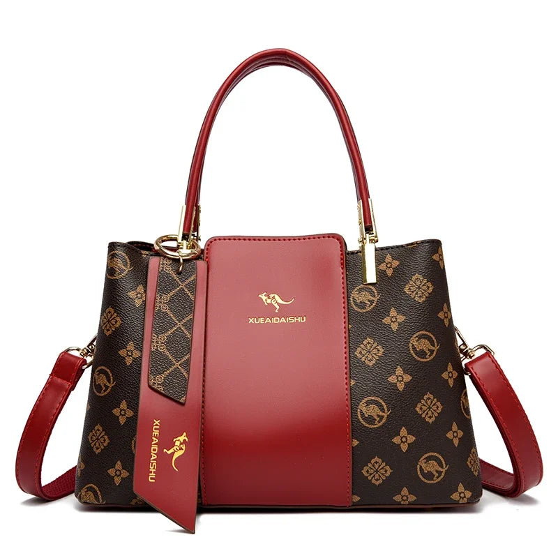 Versatile Large Capacity Shoulder Bag - Soft Leather Fashion Print Crossbody Bag for Leisure & Work