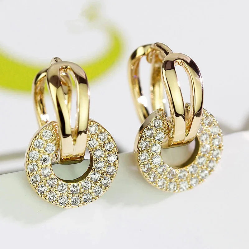 "Iris" Rainbow Zircon Gold Chain Drop Earrings