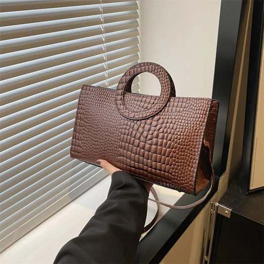 Designer Crocodile Print Square Bag - Luxury Green Leather Messenger & Crossbody Bag