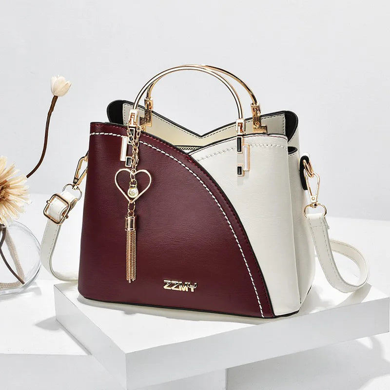 Chic Color-Block Bucket Bag – Korean-Inspired Large Capacity Crossbody & Shoulder Handbag