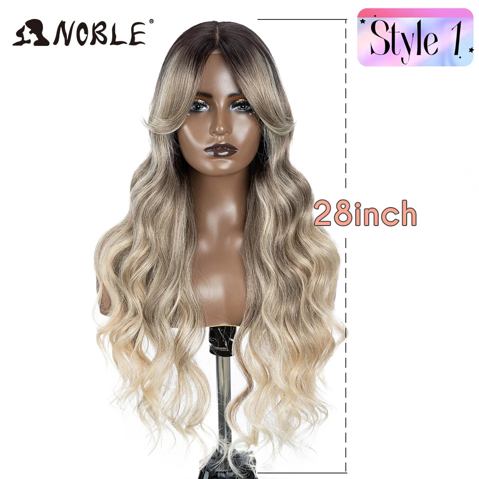 Noble 36" Synthetic Lace Front Wig – Long Body Wave with Side Part