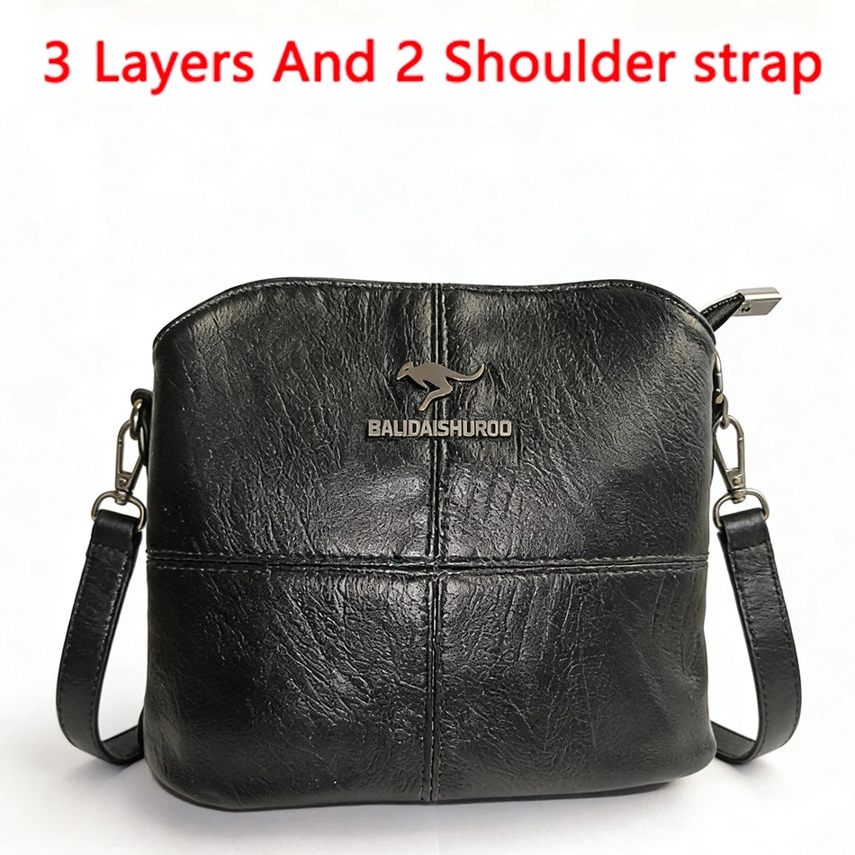 Versatile Large Capacity Shoulder Bag - Soft Leather Fashion Print Crossbody Bag for Leisure & Work