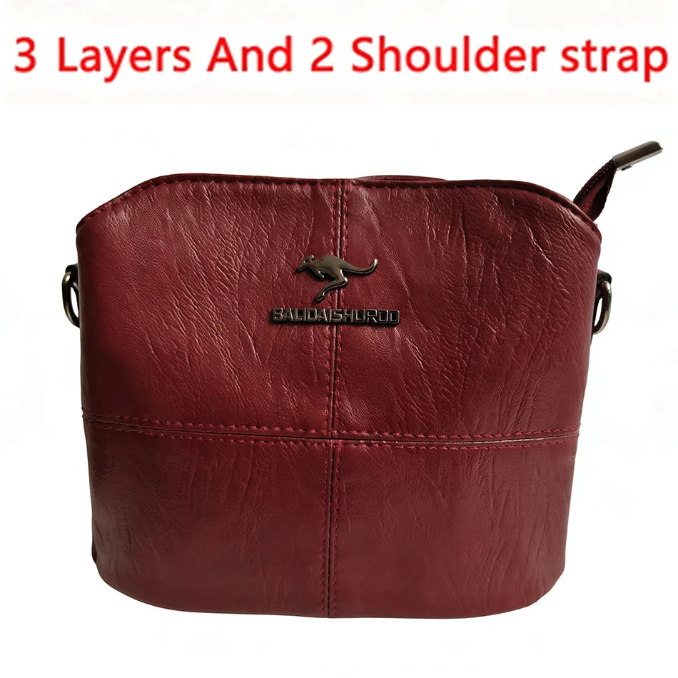 Versatile Large Capacity Shoulder Bag - Soft Leather Fashion Print Crossbody Bag for Leisure & Work