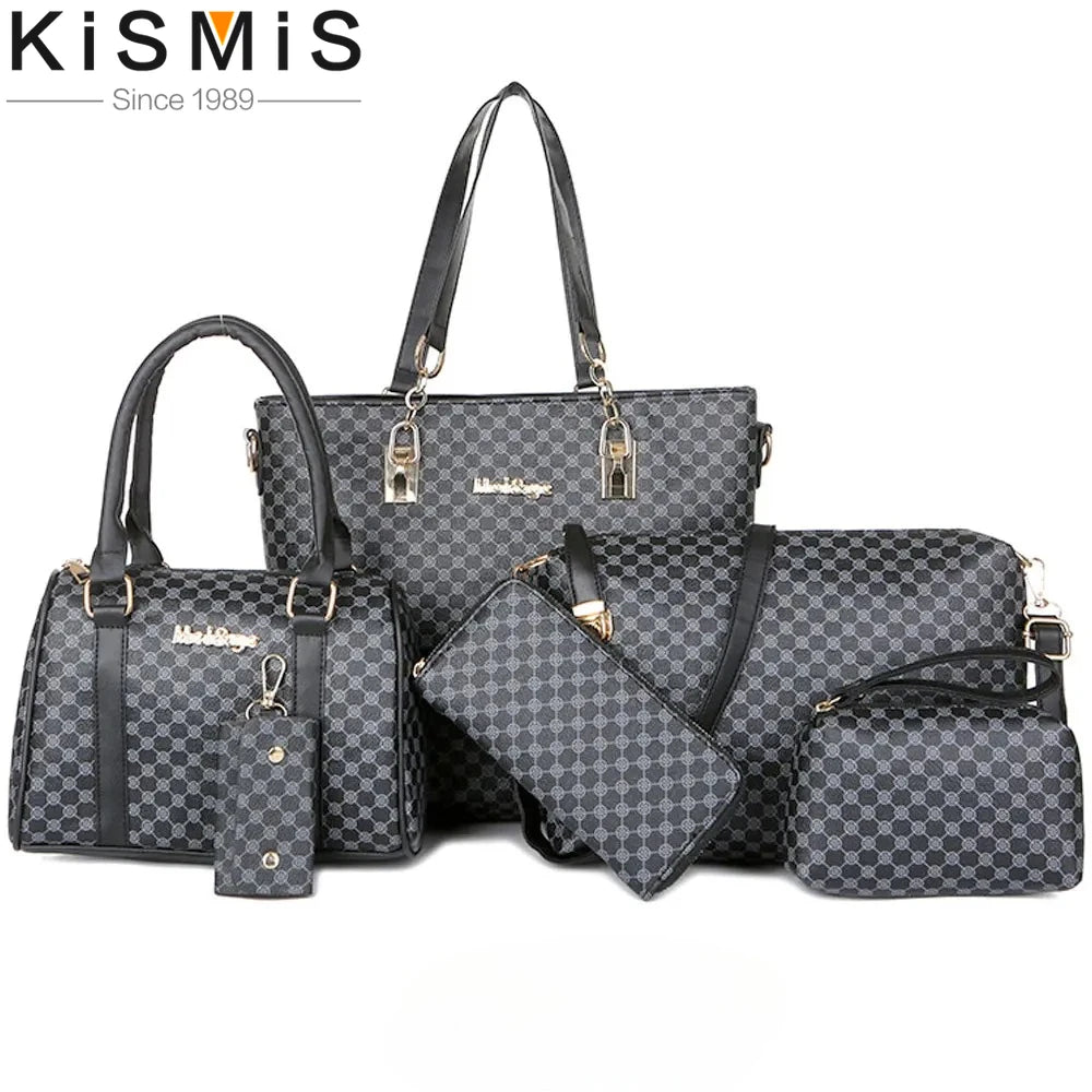 6-Piece Minimalist Floral Tote & Crossbody Set - Large Capacity Fashion Handbags