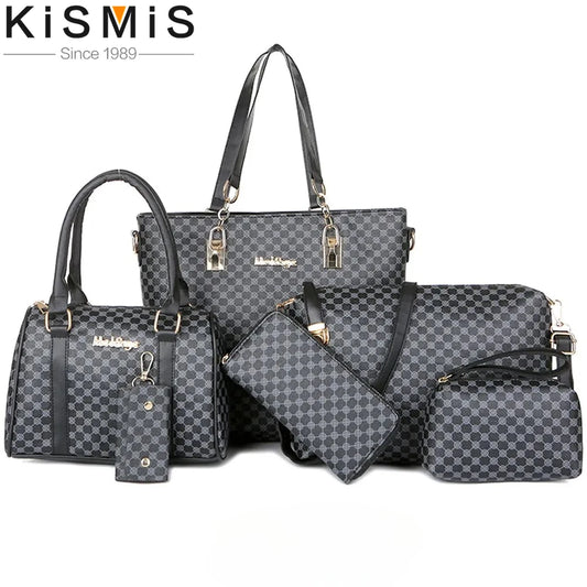6-Piece Minimalist Floral Tote & Crossbody Set - Large Capacity Fashion Handbags
