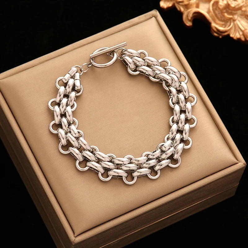 Gold Plated Stainless Steel Cuban Link Bracelet | Waterproof Unisex Wrist Chain