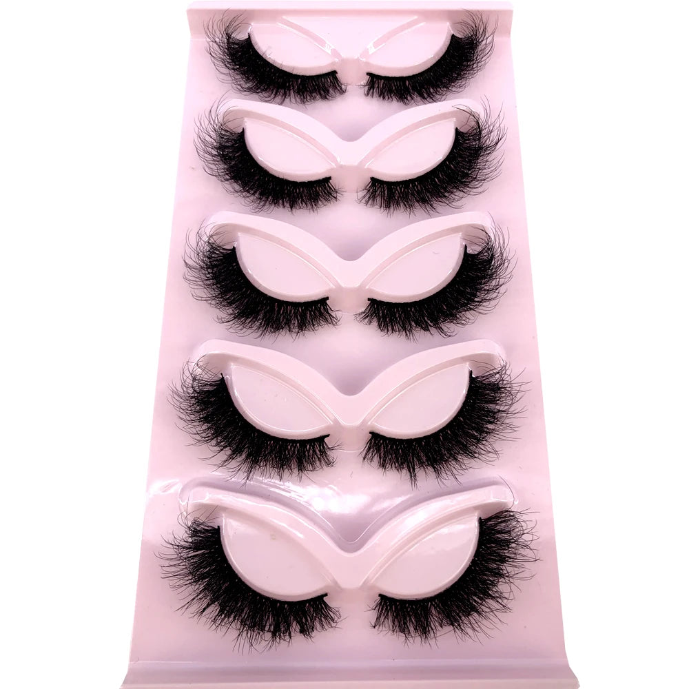 3D Fluffy Cat Eye Lashes – Soft, Wispy Natural Glam (5-Pair Set)