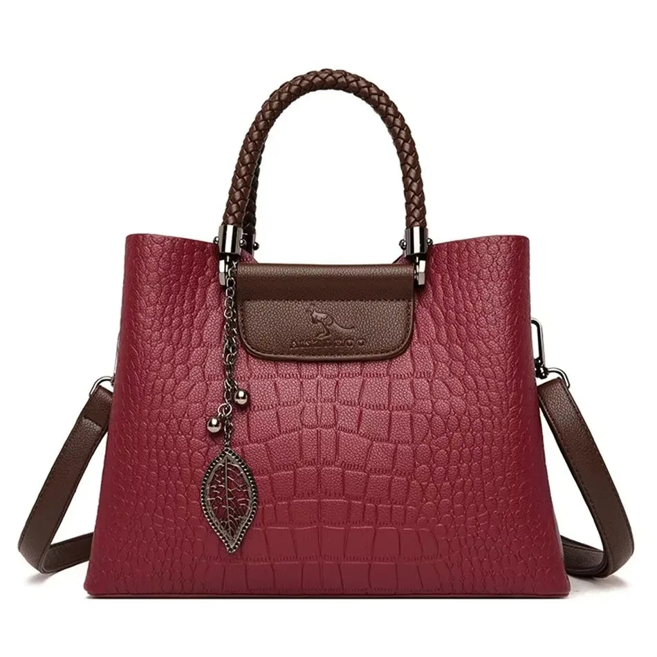 Versatile Large Capacity Shoulder Bag - Soft Leather Fashion Print Crossbody Bag for Leisure & Work