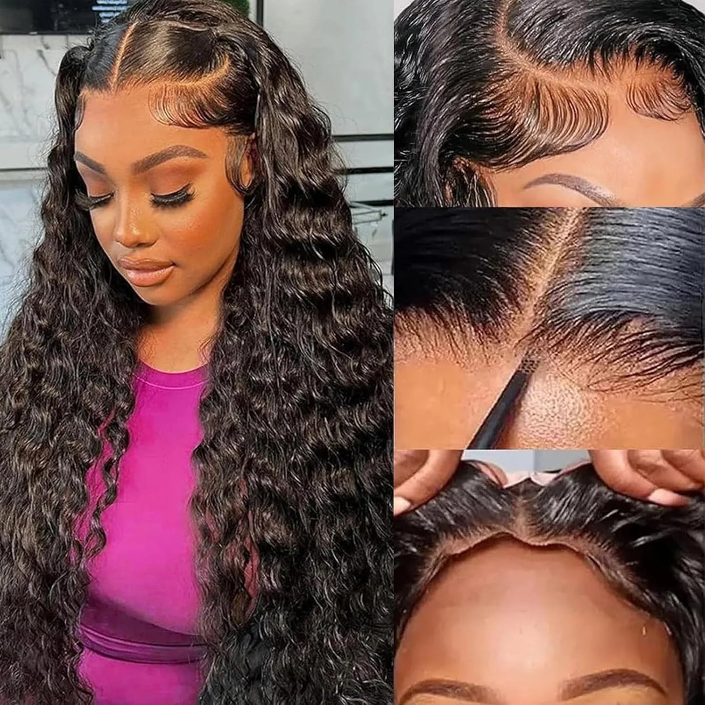 Luxury 13x6 HD Transparent Lace Frontal Wig | Deep Wave & Water Curly | 30-40 Inch Brazilian Human Hair