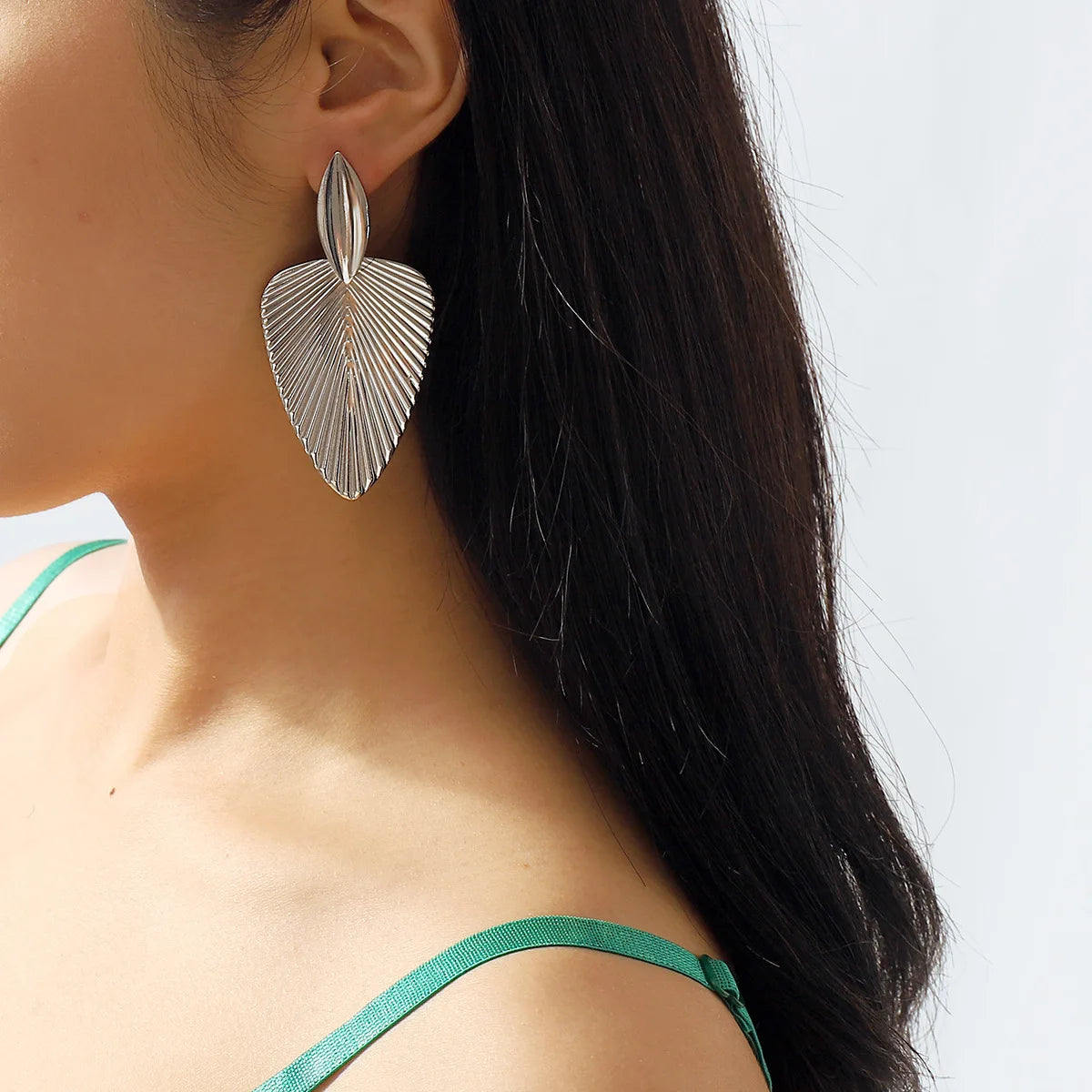 Aurelia" Textured Metal Leaf Drop Earrings