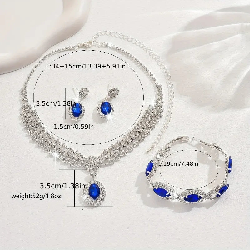 Elegant Rhinestone Necklace & Drop Earrings Set