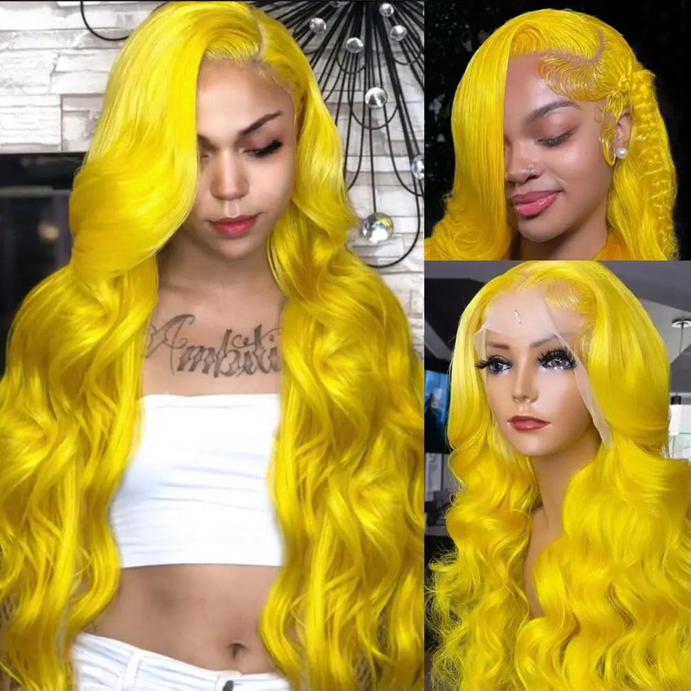 Light Yellow 613 Body Wave 13x6 HD Lace Frontal Human Hair Wig (38 Inch) - Vibrant Long Colored Collection