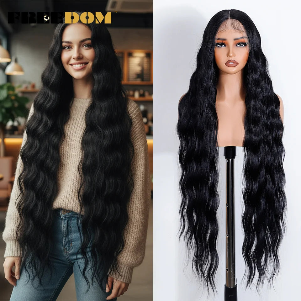 Long Deep Wavy Synthetic Lace Wig - Ombre Brown Blonde & White Cosplay Style