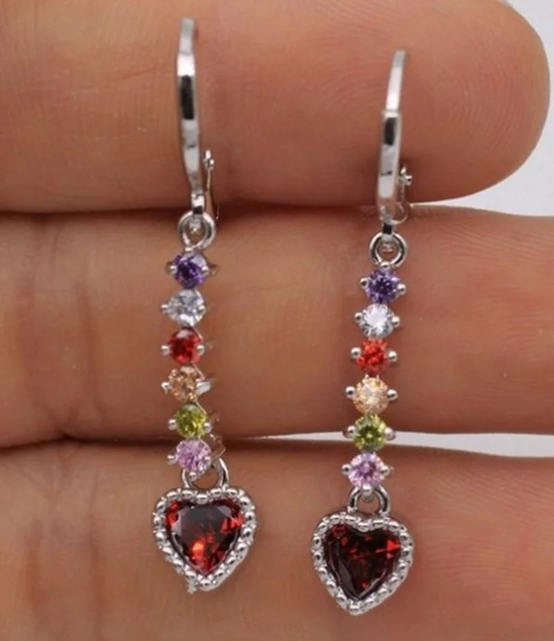 "Iris" Rainbow Zircon Gold Chain Drop Earrings