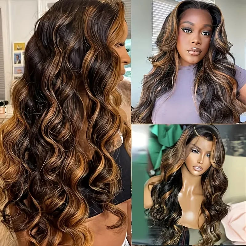 Glueless P1B/30 Highlight Body Wave Human Hair Lace Wig - Pre-Plucked & Pre-Cut