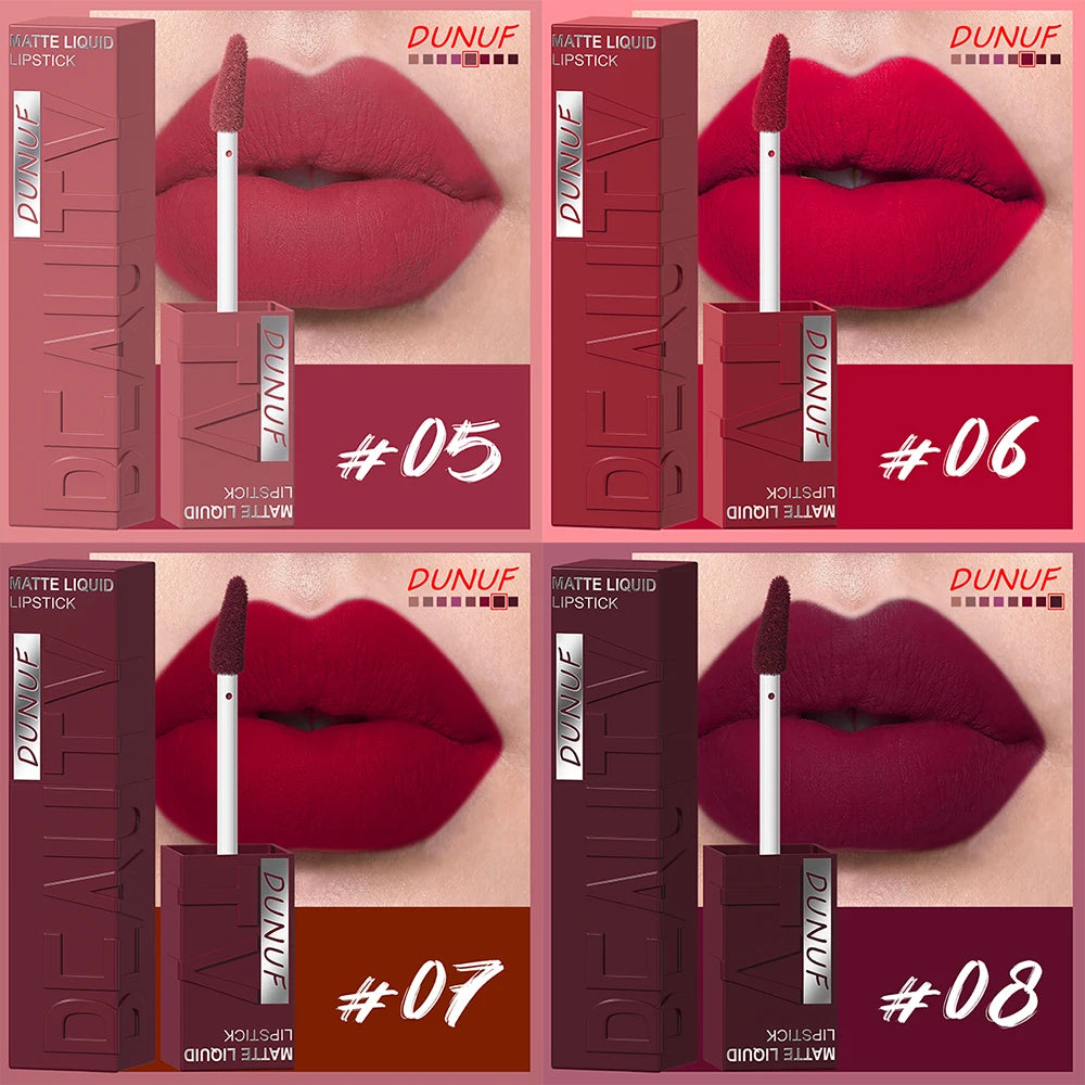 DUNUF Smooth Velvet Matte Lipstick – 3D Plumping & Waterproof