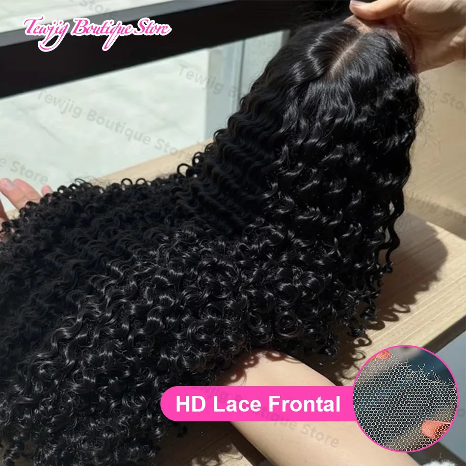 Luxury 13x6 HD Transparent Lace Frontal Wig | Deep Wave & Water Curly | 30-40 Inch Brazilian Human Hair