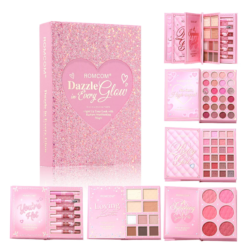 All-In-One Makeup Book – Full Face Palette (Eyes, Blush, Contour & Lip Gloss) 5-Layer Makeup Book – Complete Glam Kit