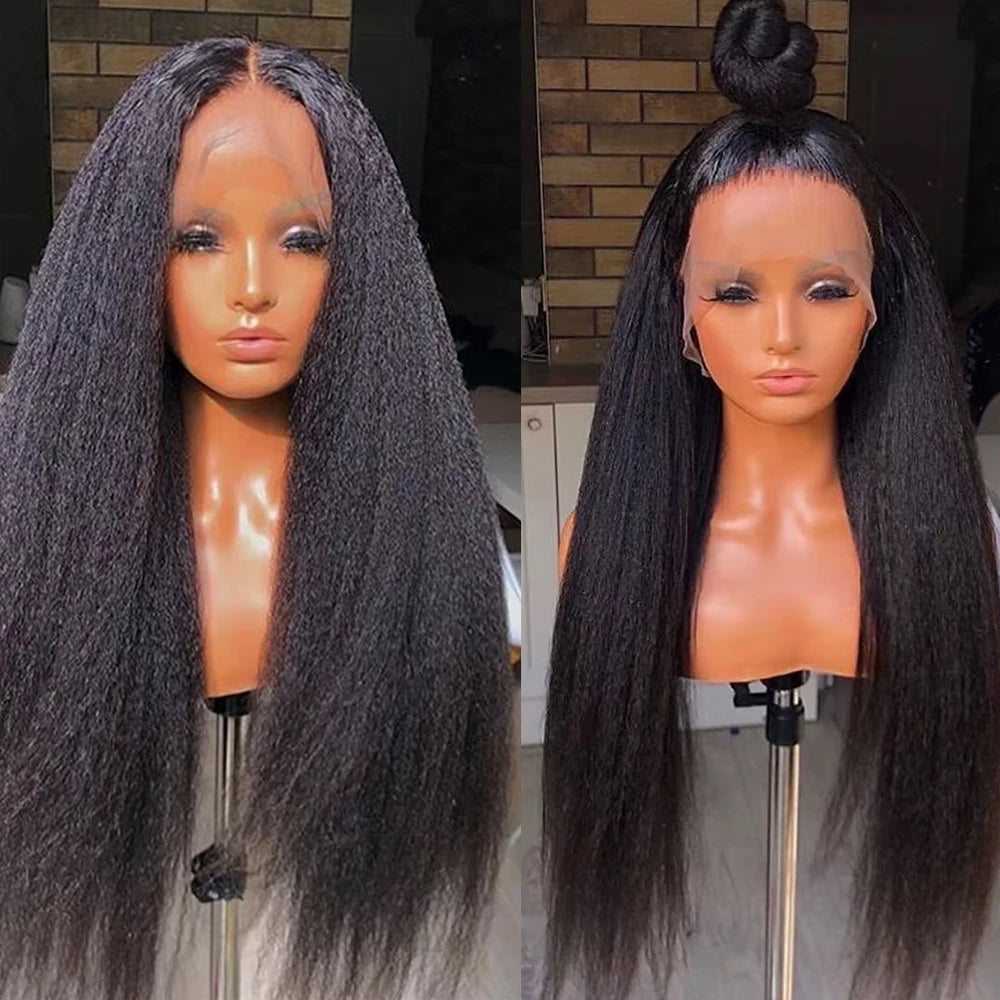 Glueless Kinky Straight Blowout Human Hair Wig | 250% Ultra-Density 13x4 HD Lace
