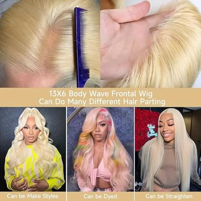 Wewave 613 Blonde 13x6 HD Lace Frontal Wig: Body Wave Brazilian Human Hair (Bleached Knots)