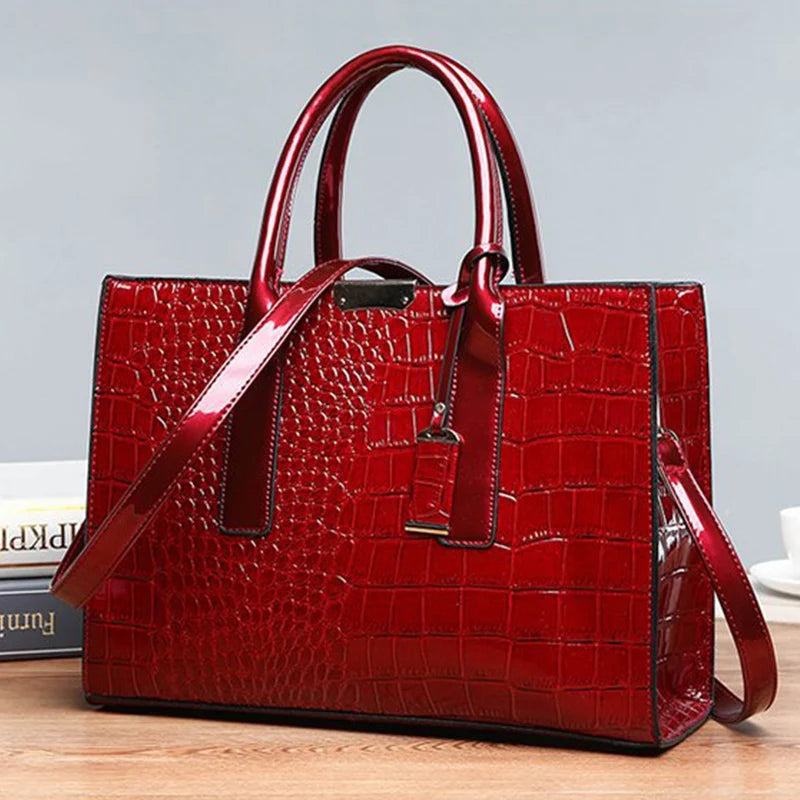 Luxury Crocodile Pattern Handbag – Spacious Top-Handle Tote for Women