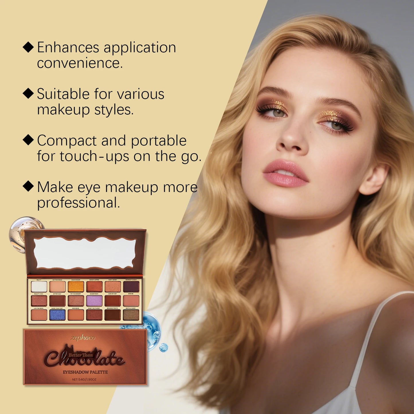 Chocolate Nude Eyeshadow Palette – Highly Pigmented Matte & Shimmer Everyday Makeup