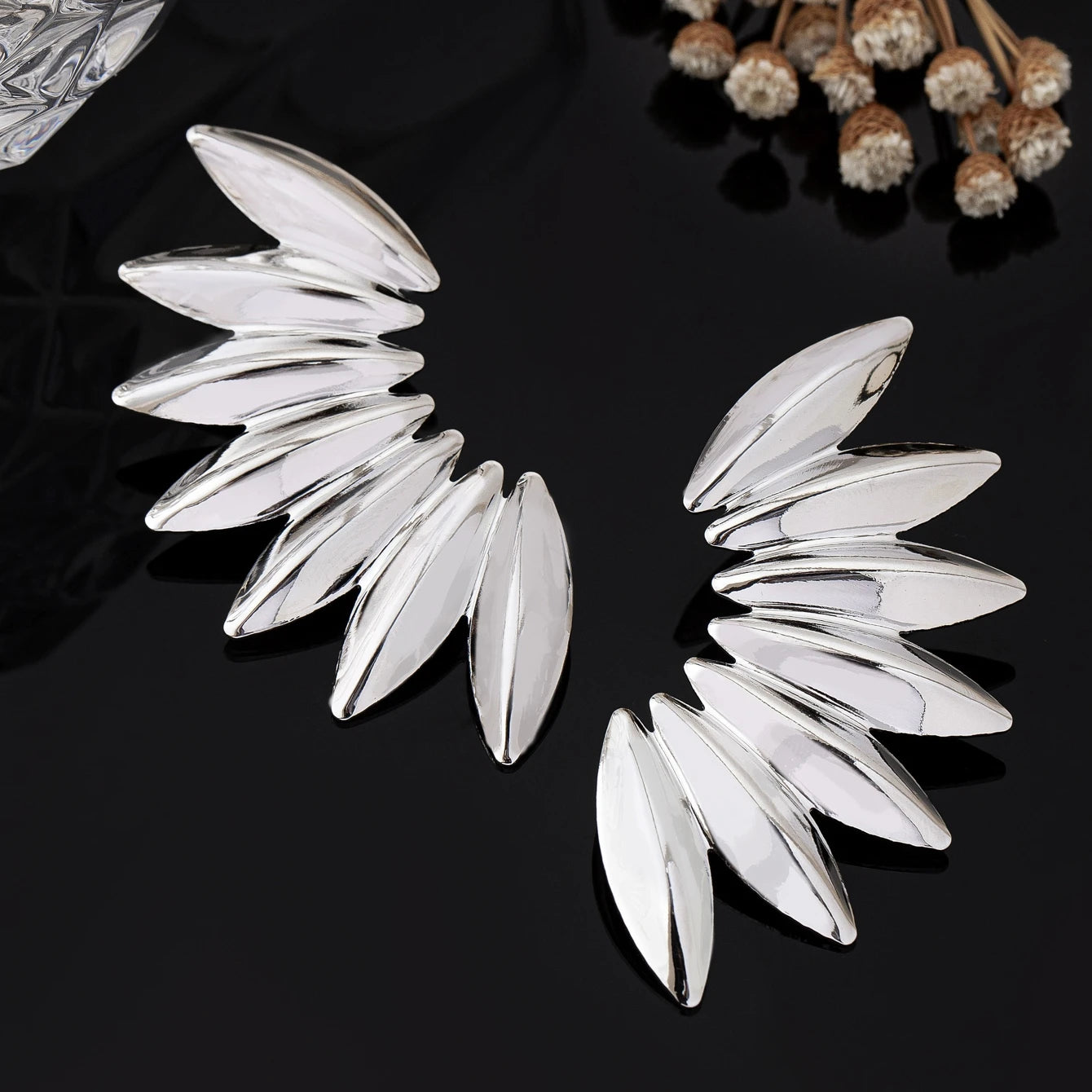 Fan-Shaped Statement Earrings | Retro Geometric Dangle Drop Jewelry