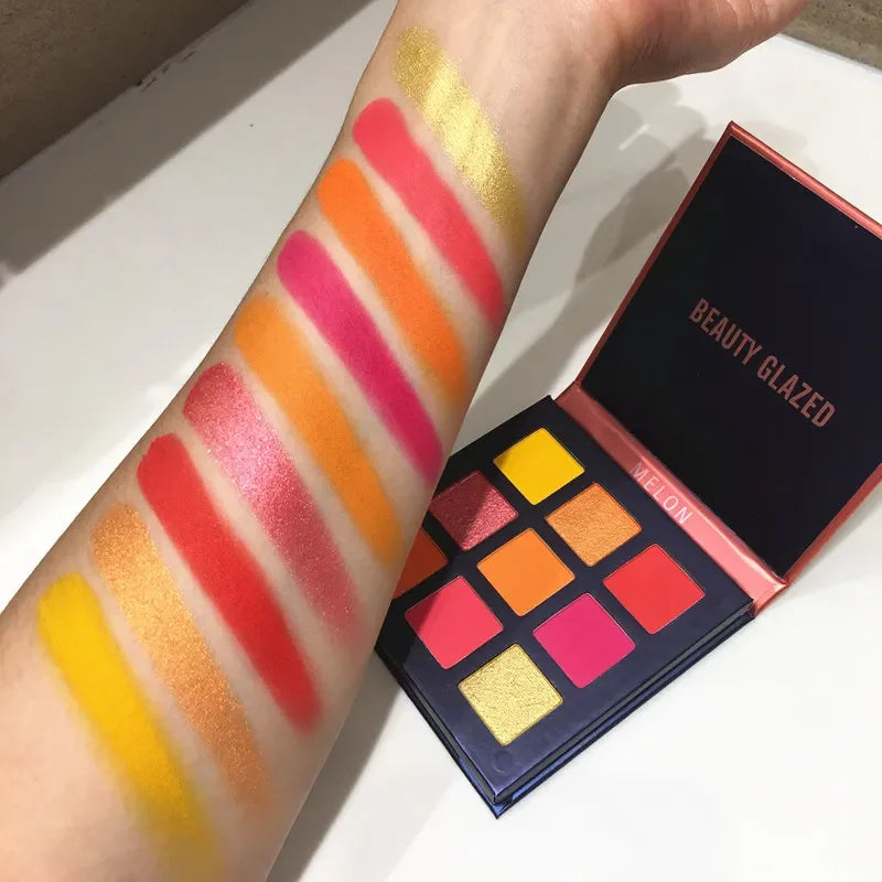 GLAZED Luxury 9-Color Eyeshadow Palette – Rich Shimmer & Matte Colors, Waterproof & Long-Wearing