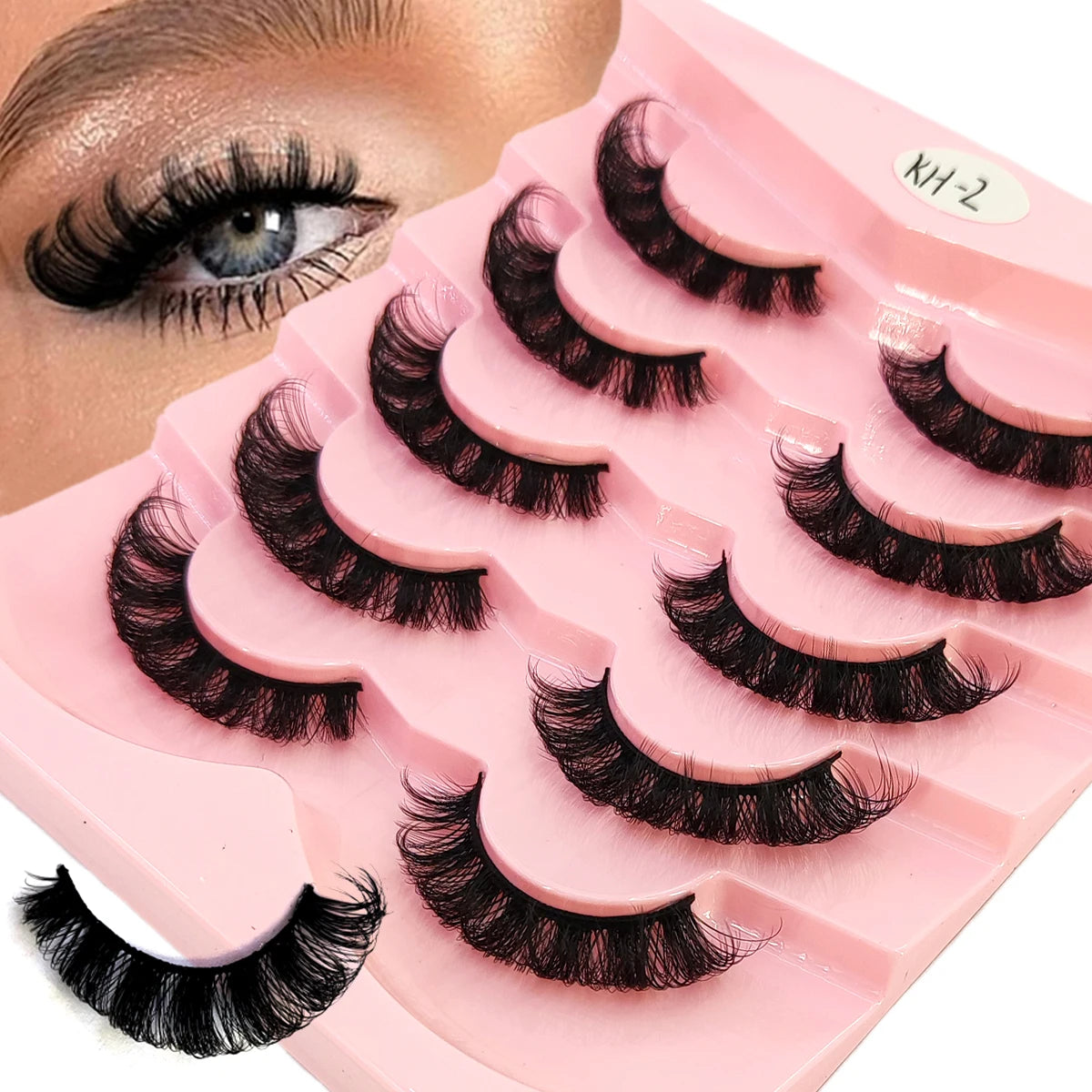 3D Fluffy Cat Eye Lashes – Soft, Wispy Natural Glam (5-Pair Set)