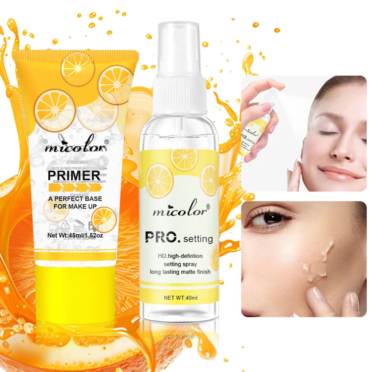 2-Piece Makeup Prep & Set Kit – Pore-Blurring Primer + Long-Lasting Setting Spray
