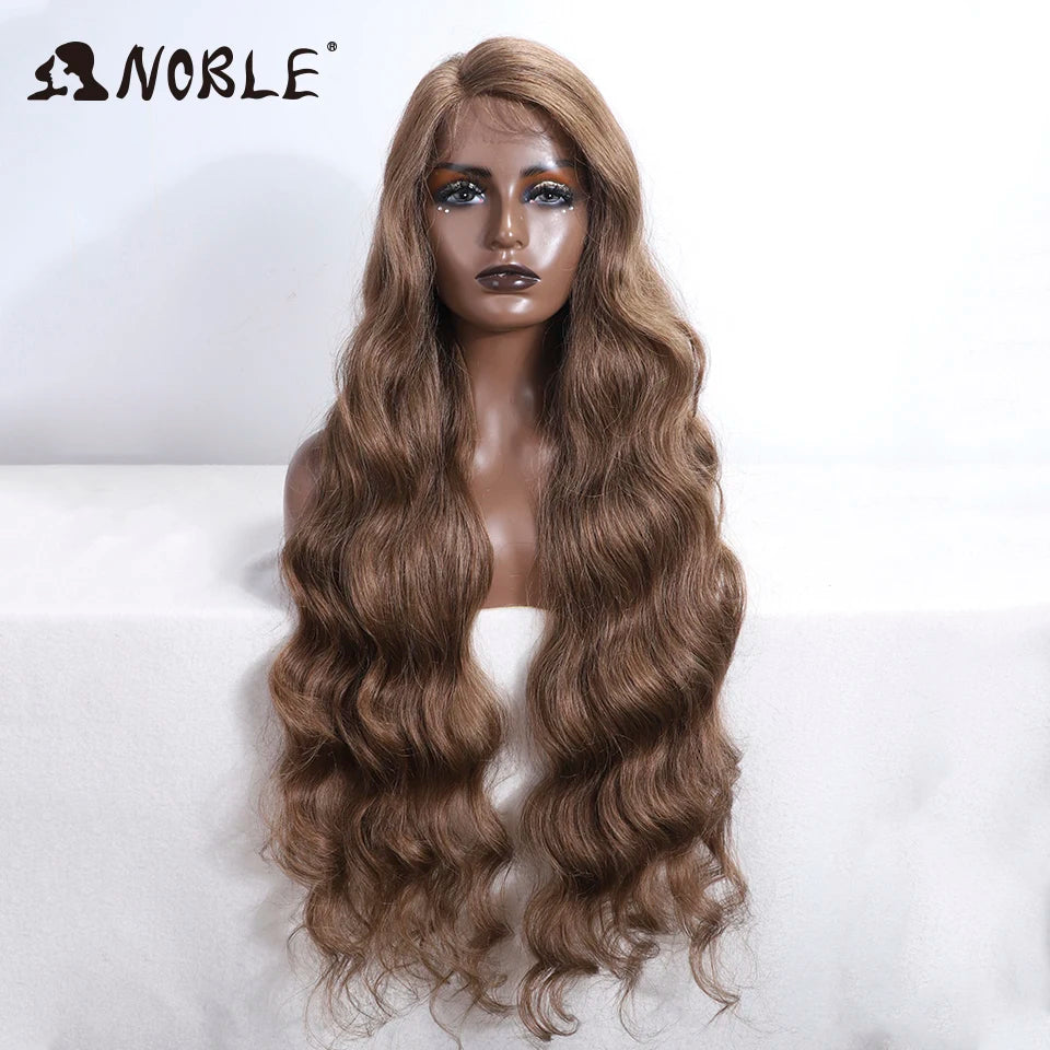 Noble 36" Synthetic Lace Front Wig – Long Body Wave with Side Part