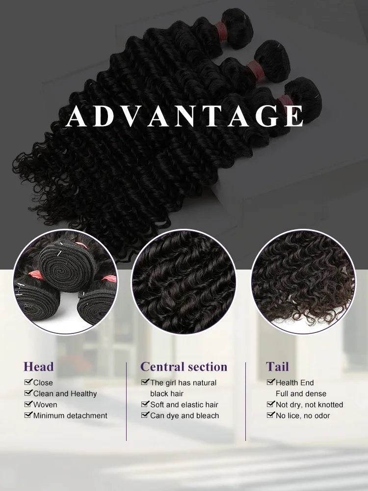 Brazilian Loose Deep Wave Bundles (32-40”) - Unprocessed Remy Human Hair Extensions