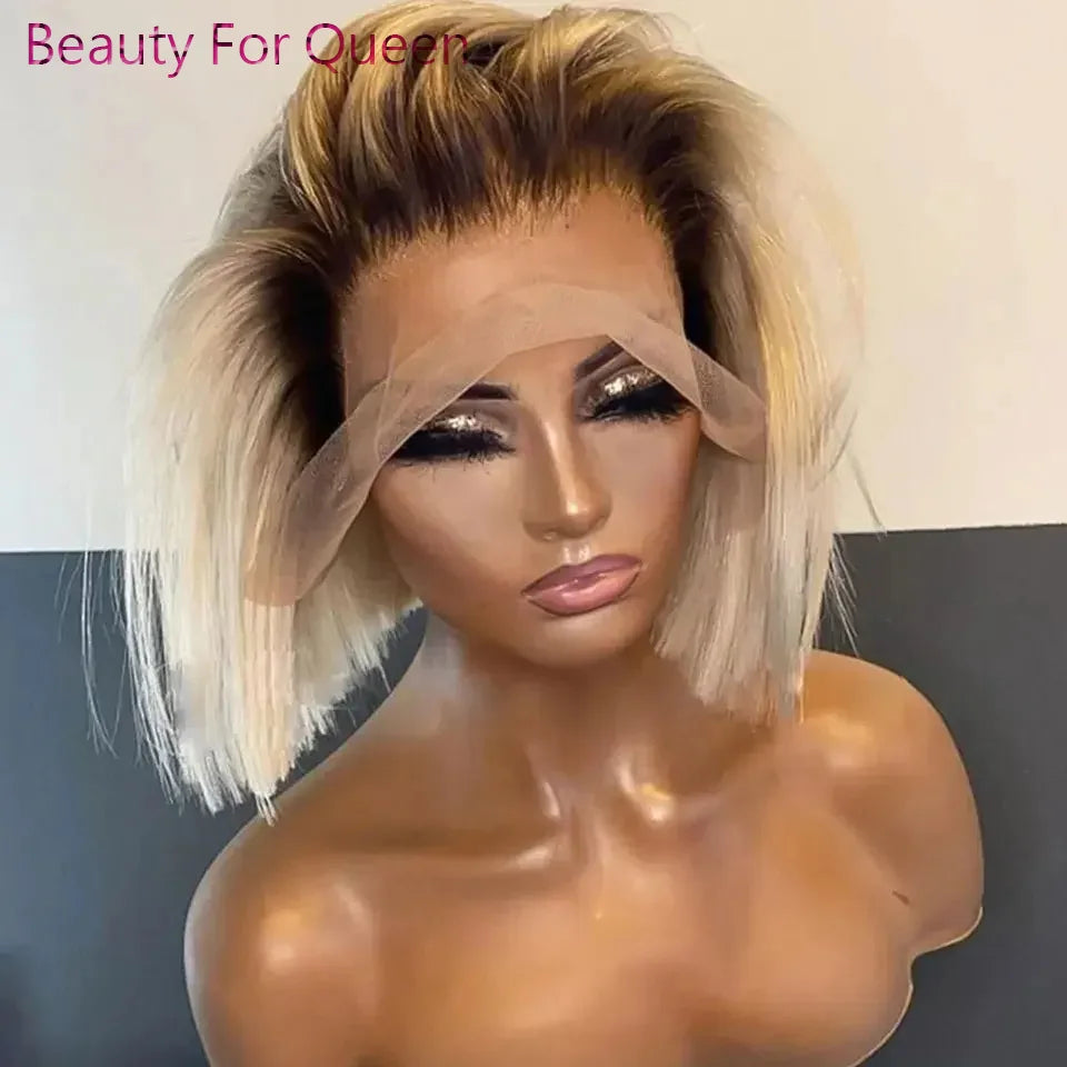 13x6 HD Lace Frontal Bob Wig | 180% Density Ombre Blonde Human hair