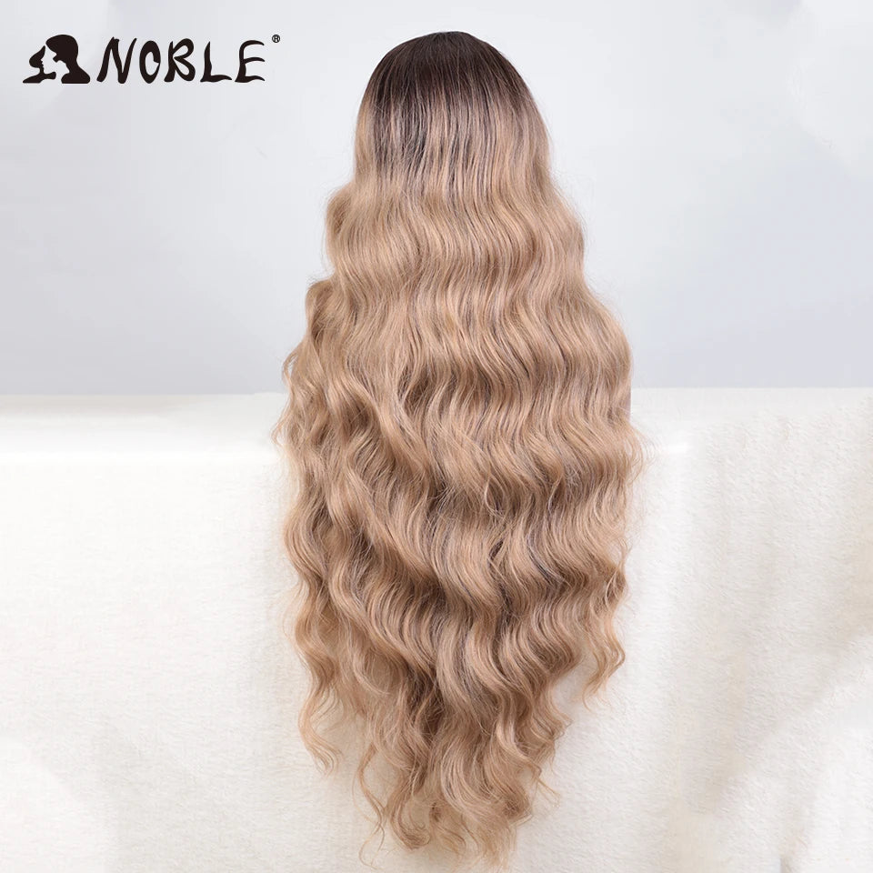 Noble 36" Synthetic Lace Front Wig – Long Body Wave with Side Part