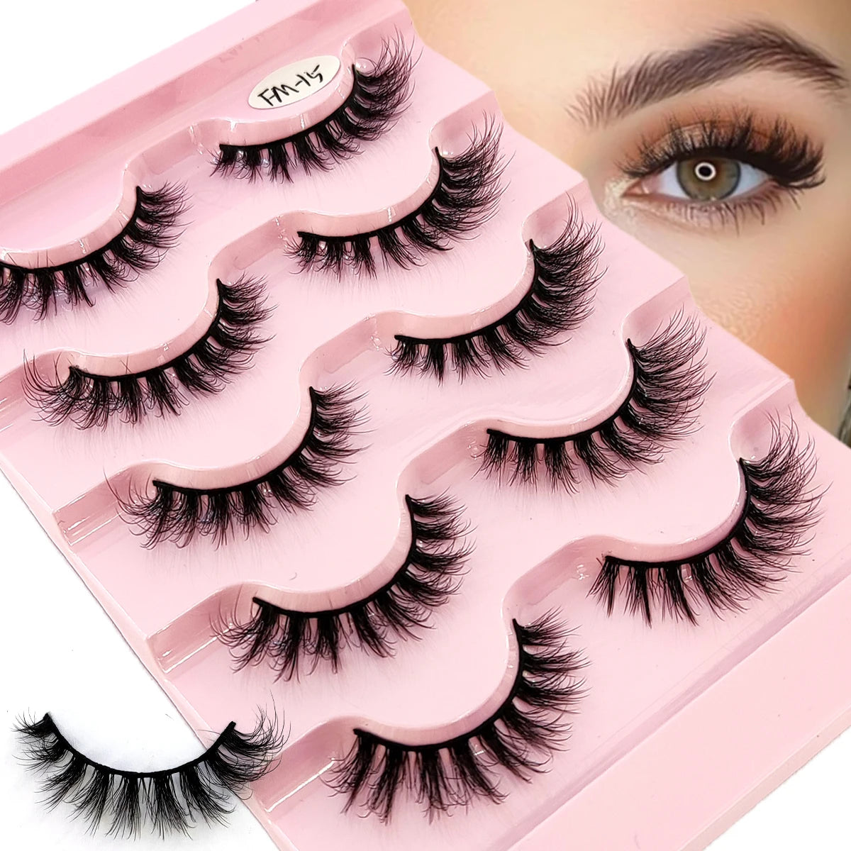3D Fluffy Cat Eye Lashes – Soft, Wispy Natural Glam (5-Pair Set)