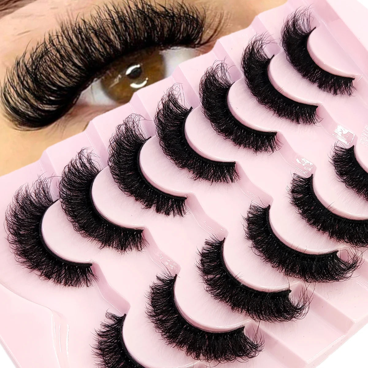 3D Fluffy Cat Eye Lashes – Soft, Wispy Natural Glam (5-Pair Set)