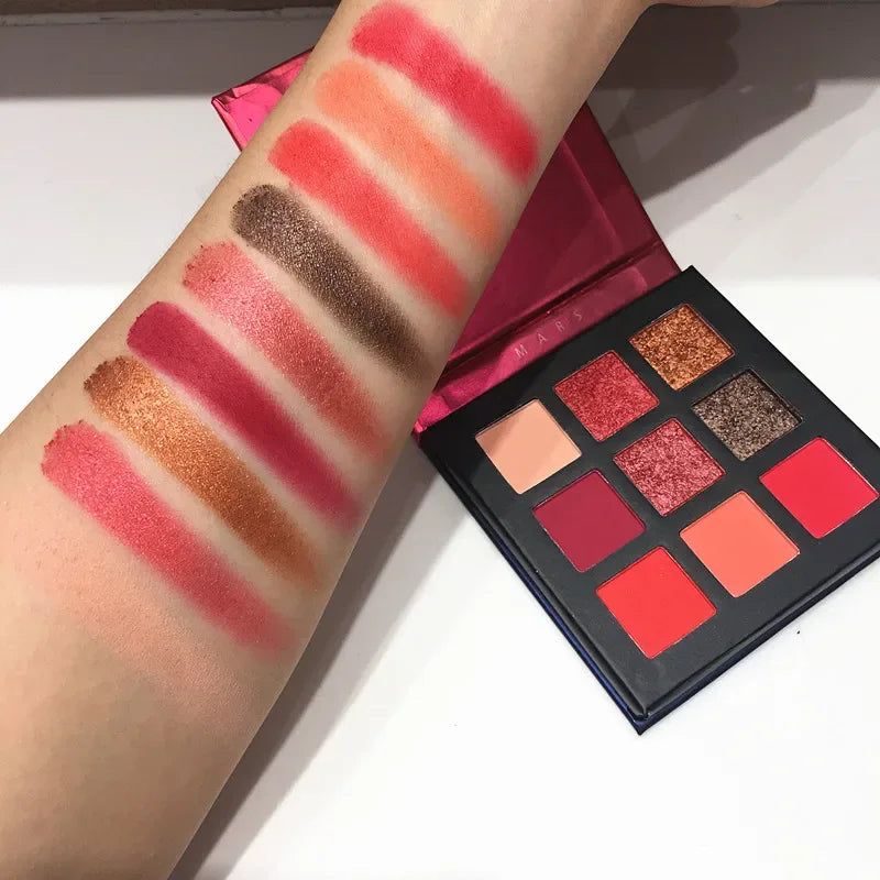 GLAZED Luxury 9-Color Eyeshadow Palette – Rich Shimmer & Matte Colors, Waterproof & Long-Wearing