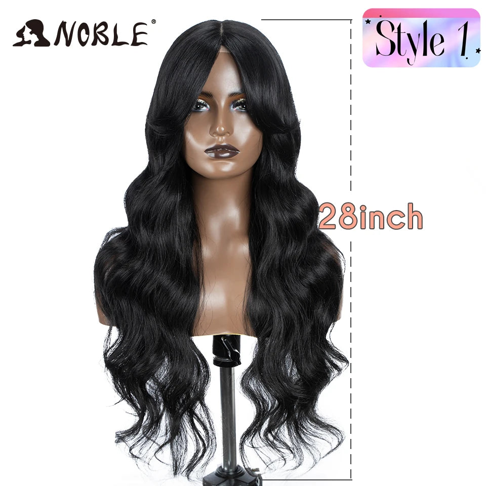 Noble 36" Synthetic Lace Front Wig – Long Body Wave with Side Part