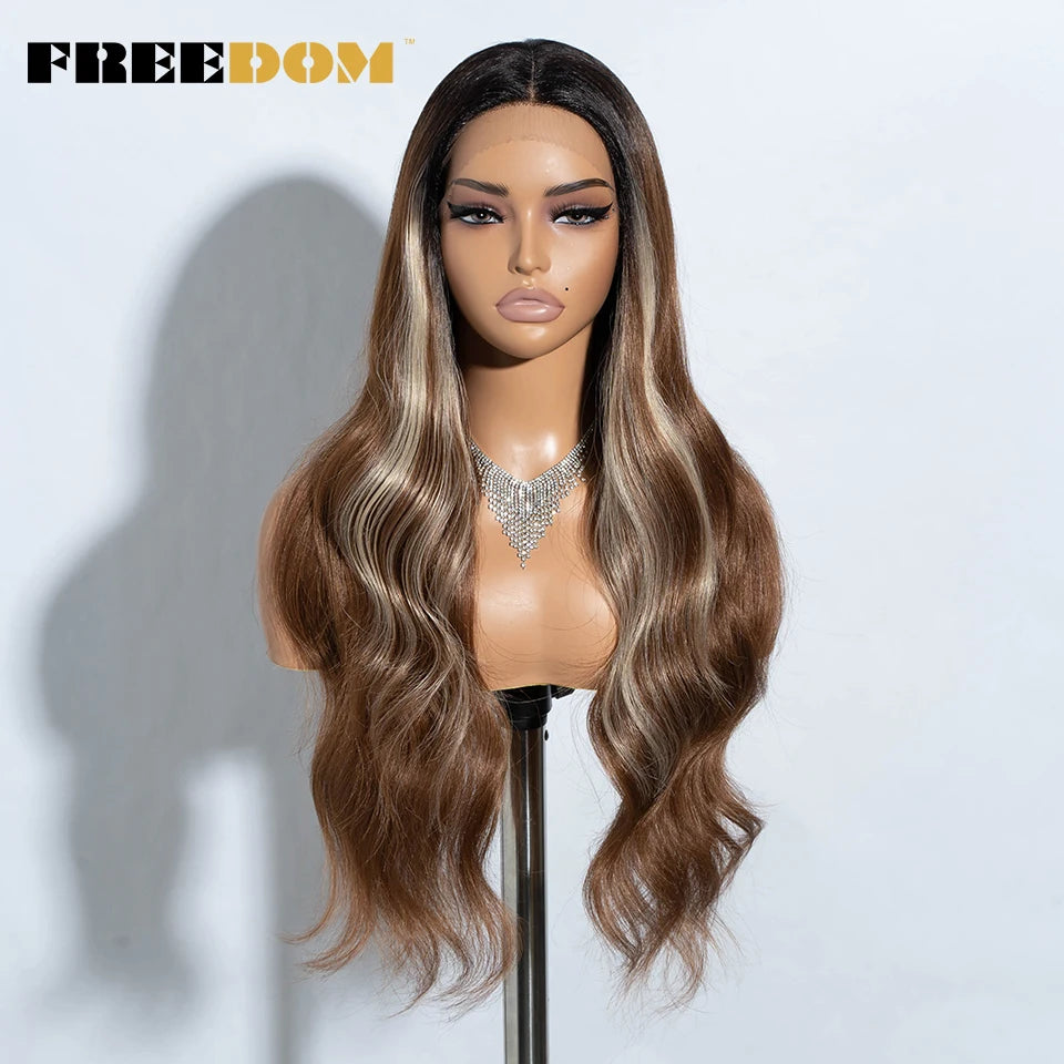 30" Long Wavy Synthetic Lace Front Wig - Freedom Body Wave Middle Part (Multi-Color)