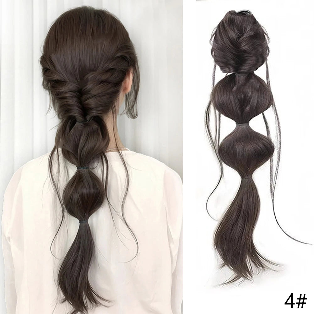 Claw Clip Fluffy Bubble Braid Ponytail – Heat Resistant Synthetic Hair Extension